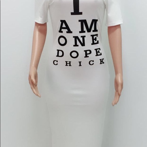 I Am One Dope Chick Long Off Shoulder Hip Dress - Picture 3 of 7
